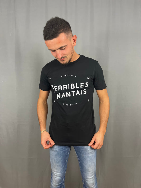 T-Shirt Noir Homme avec logo Blanc 'Terribles Nantais' blanc regard tshirt